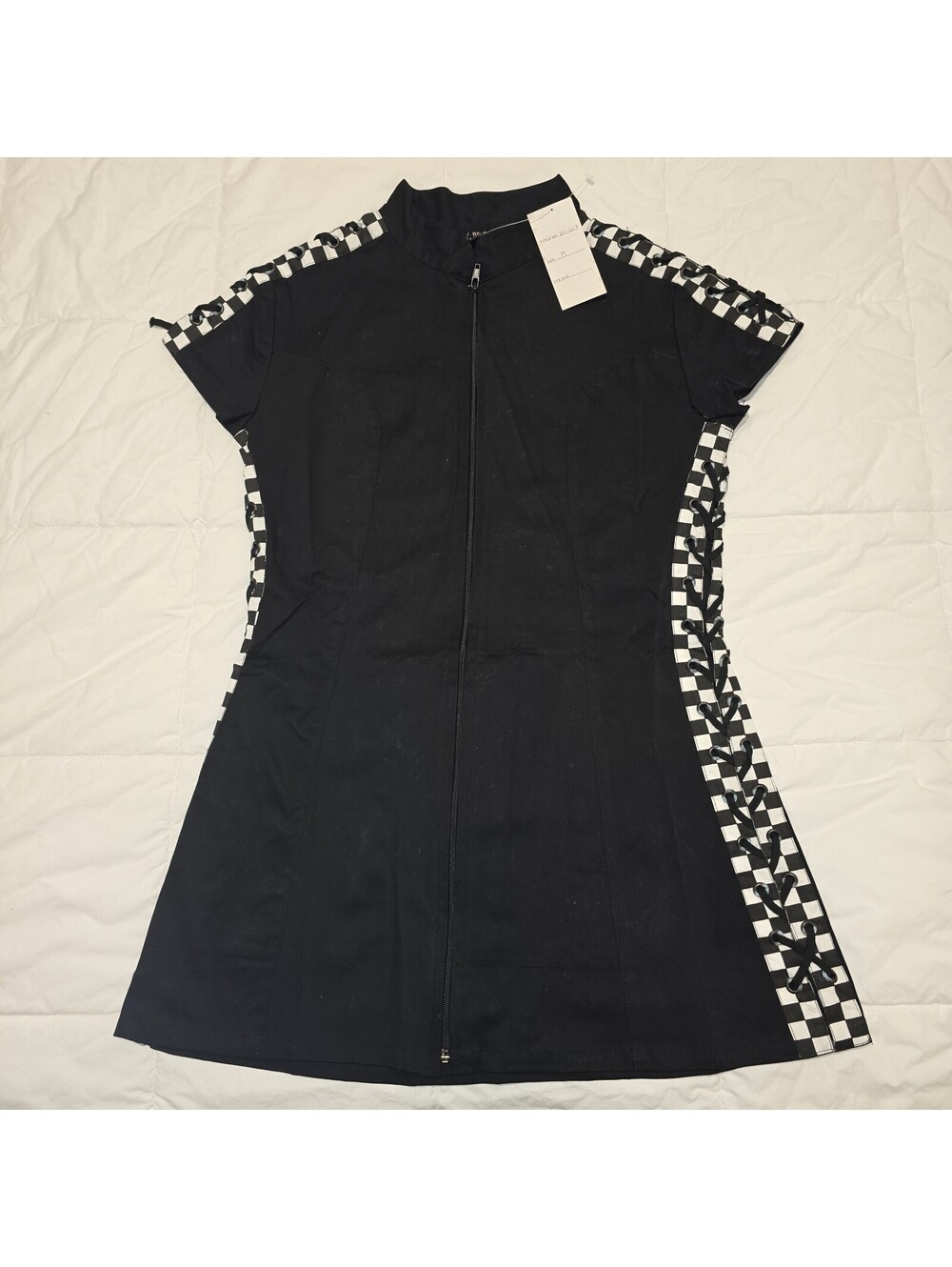 Dead Threads Black & White Checkered Mini Dress Sz M Goth Punk Skater Y2K 2000